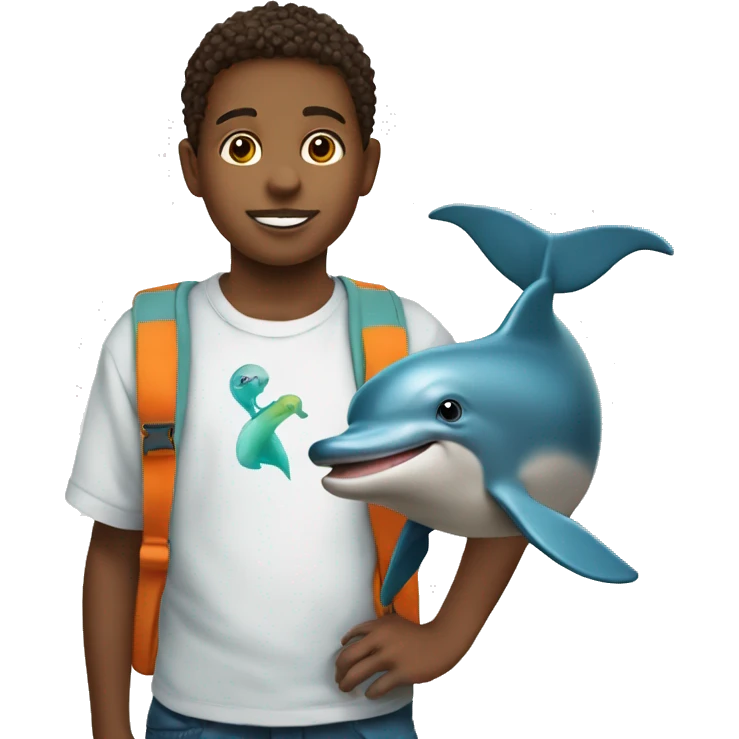 4th grade boy with dolphin and cross emoji