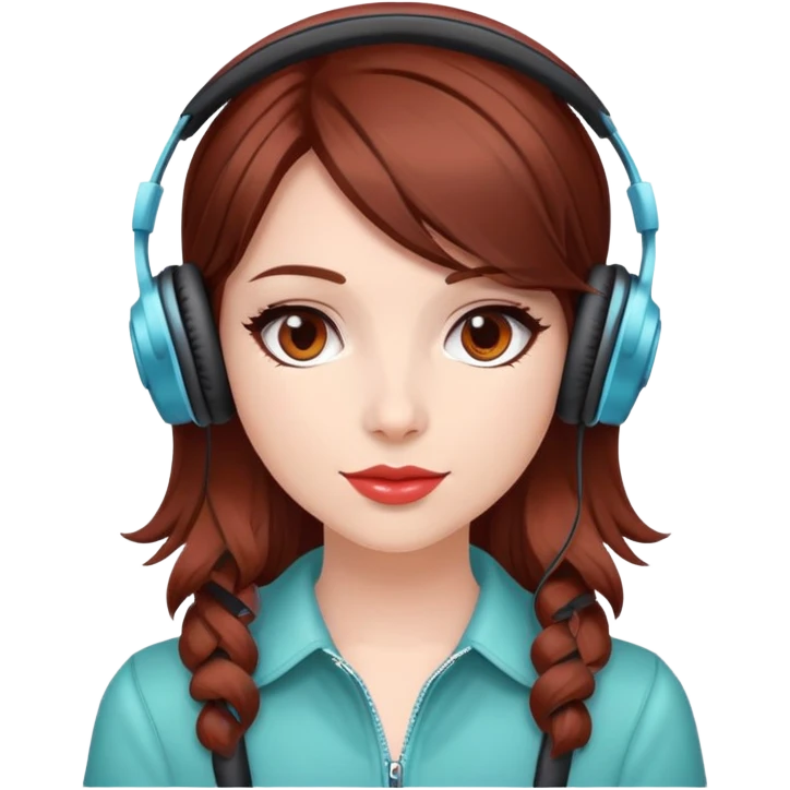 Coquette girly with headphones, alt style and cherry brown hair emoji