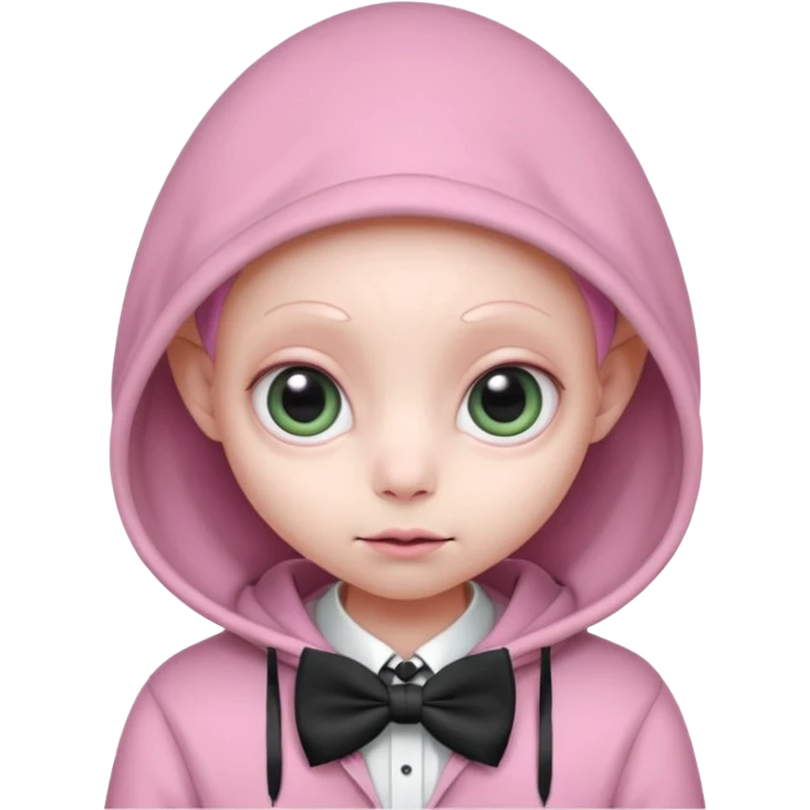 Aliens Pink, hoodie, cute big eyes, bow tie, thin ears, half body emoji