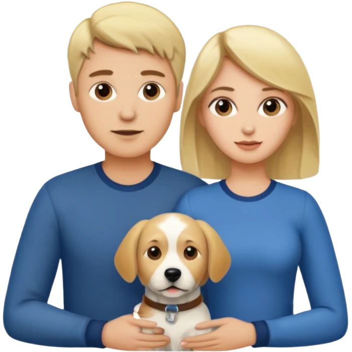 Blonde man and brunette woman with dog emoji