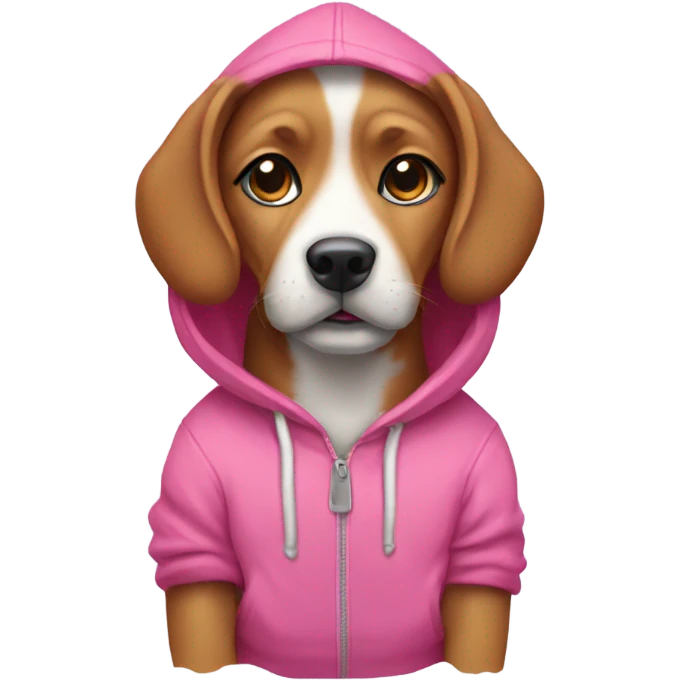 dog wearing a pink hoodie emoji