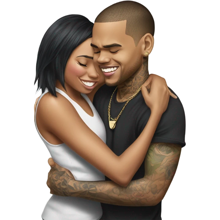 Hyper Realistic Chris Brown hugging Karruche Tran emoji