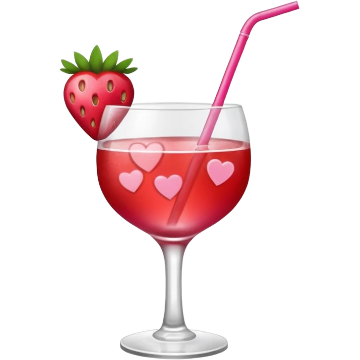 galentines red and pink cocktail with heart straw emoji