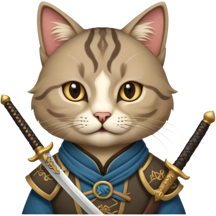 cat mogolian ancient army with small sword emoji