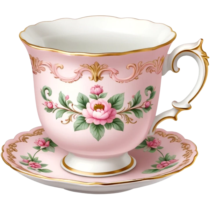  Vintage ornate rococo pale pink tea cup emoji