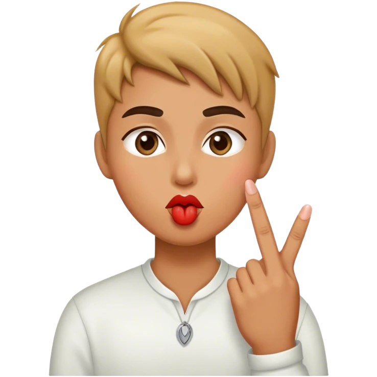 kiss face middle finger emoji