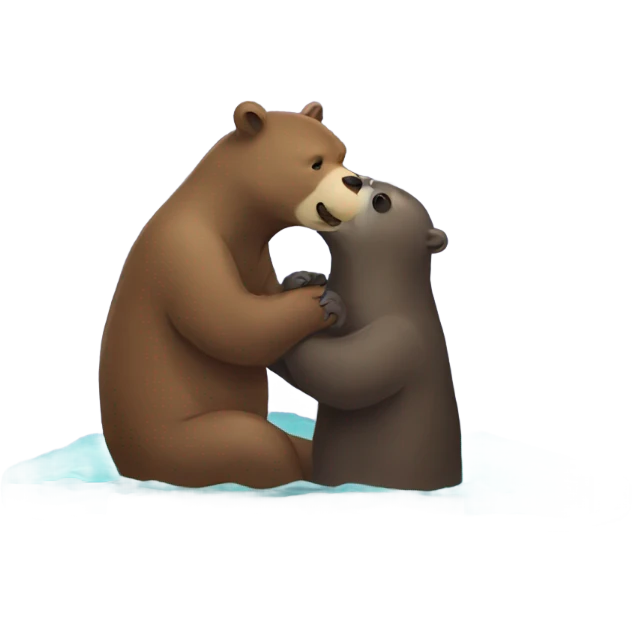 Bear kissing otter emoji