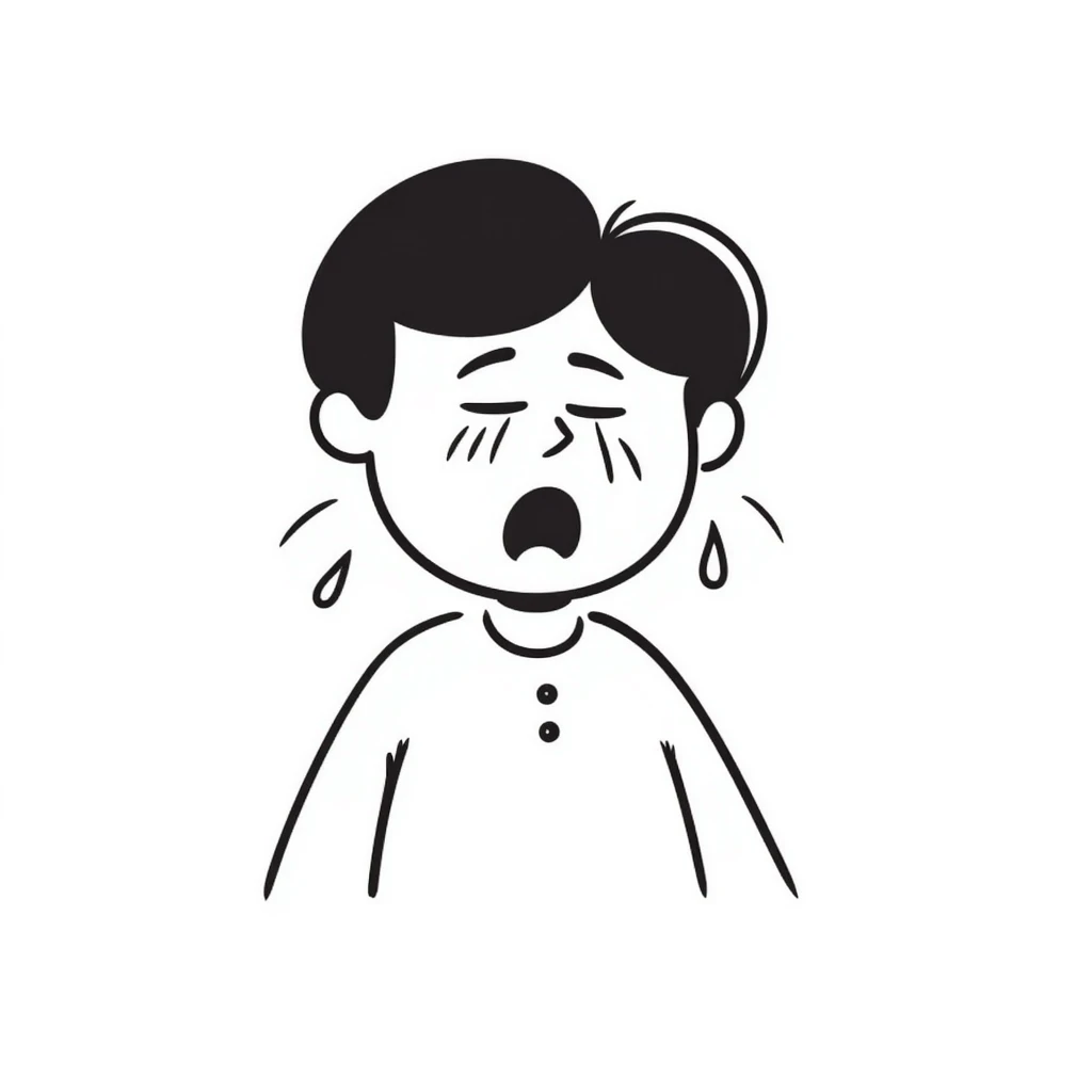 baby crying baby with tears, hand drawn doodle style emoji