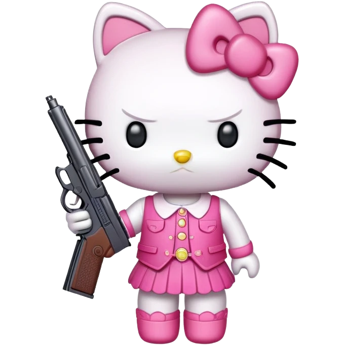 hello kitty holding a gun emoji