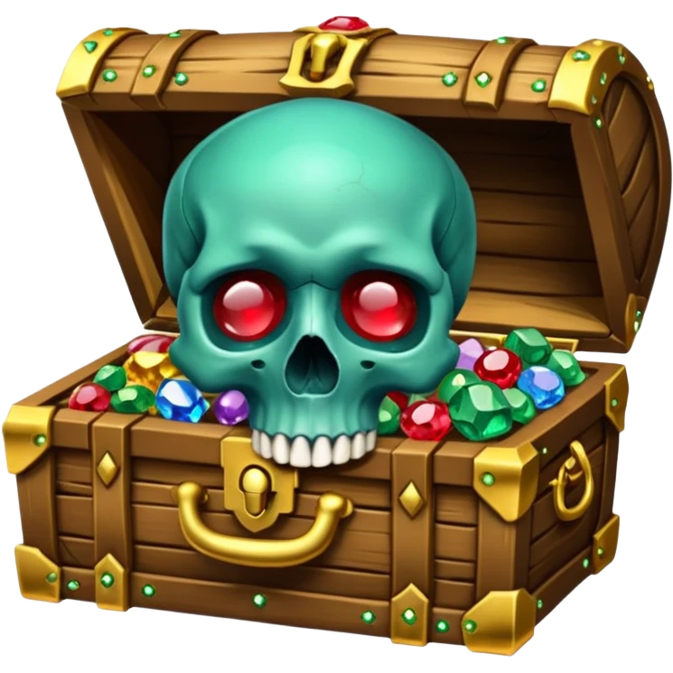 Human skull inlaid with gemstones in jungle treasure emoji
