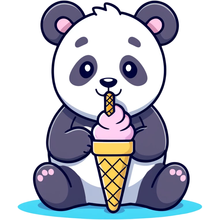Panda eating ice cream emoji