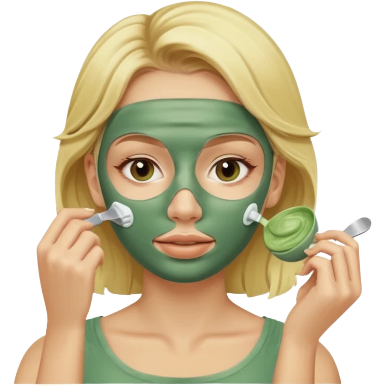 Блондинка делает маску  emoji