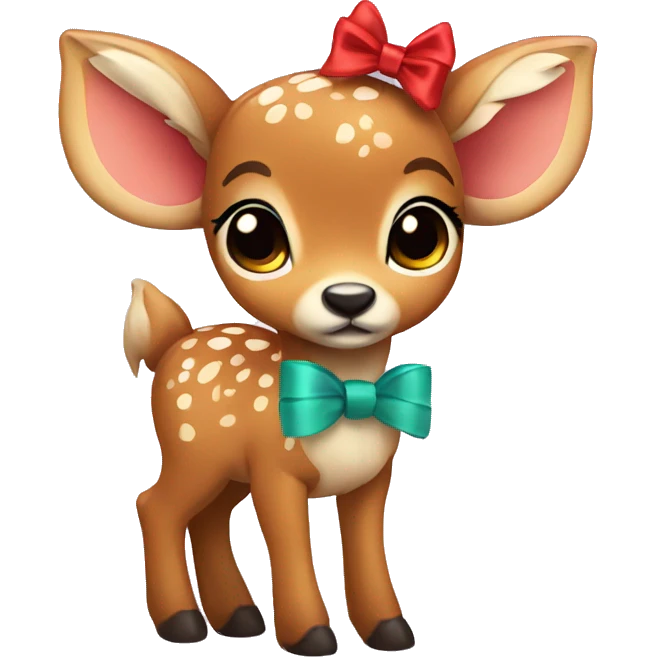 Cute Fawn with bow  emoji