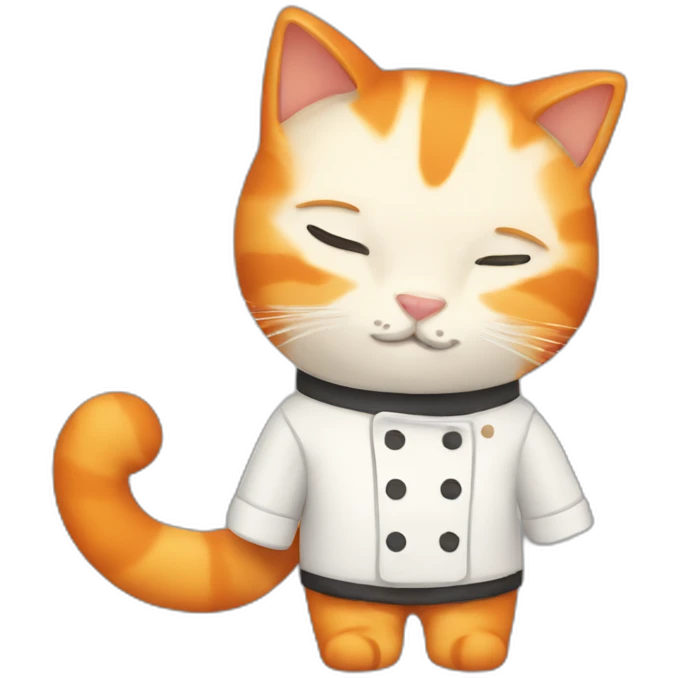 sleepy orange cat with chef attribute emoji