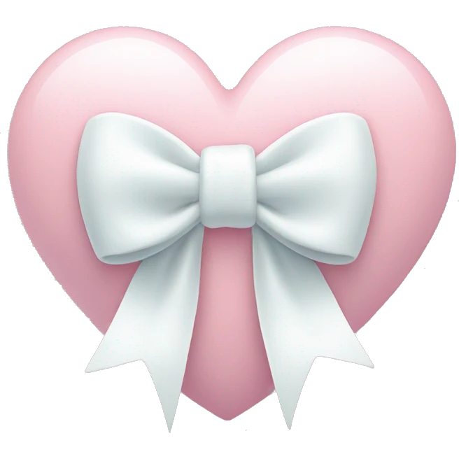 Pastel pink heart with white bow emoji