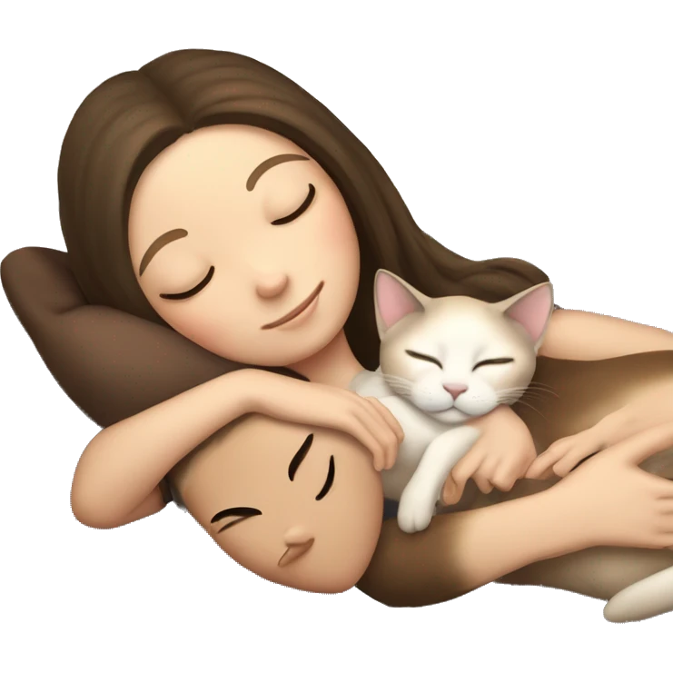Siamese kitty sleeping on brunette white girl's lap emoji
