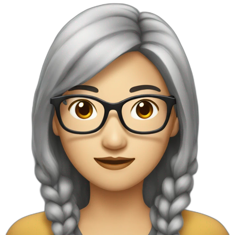 une femme asiatique brune à lunette emoji