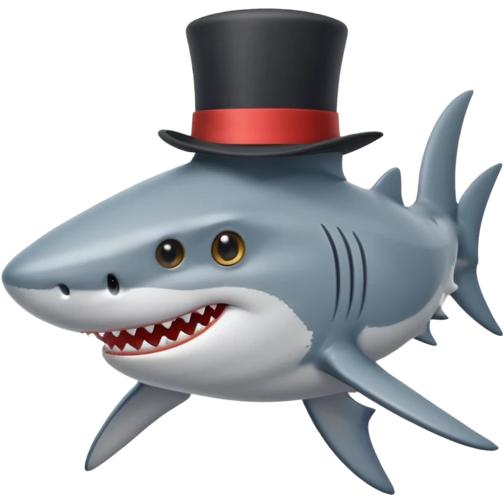 Shark with a top hat emoji