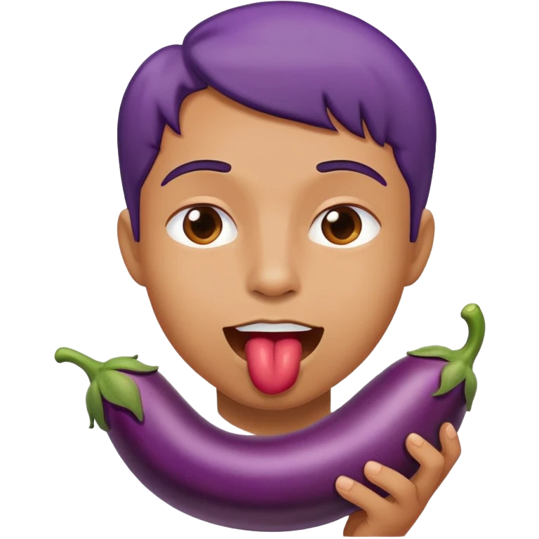Tongue licking eggplant emoji