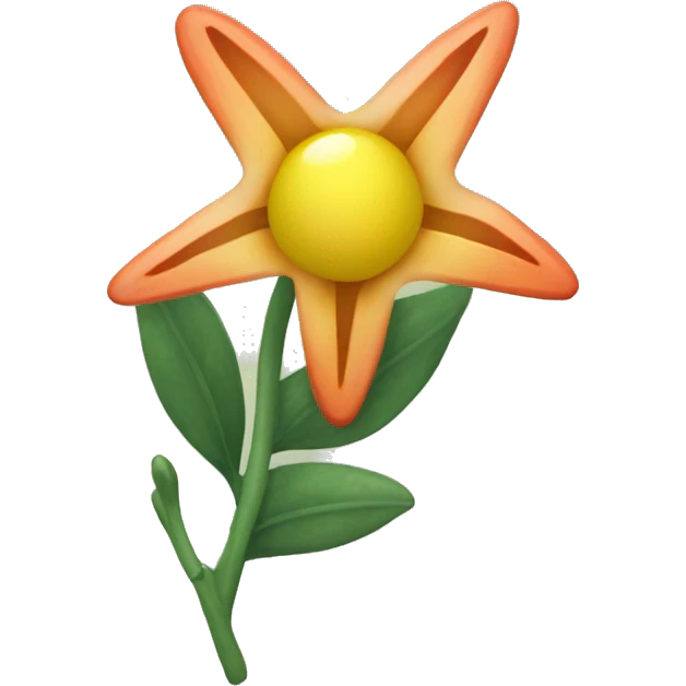 Create an emoji of a small, star-shaped flower with a greenish-yellow color. Inside the flower, include a small, round, reddish-orange berry. emoji