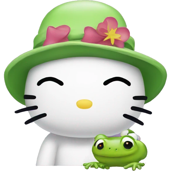 Hello kitty with frog hat  emoji