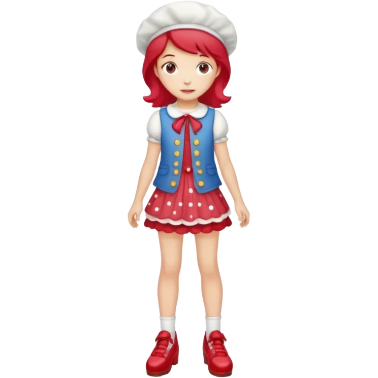 pretty and cute realistic strawberry shortcake full body with red shoes standing emoji