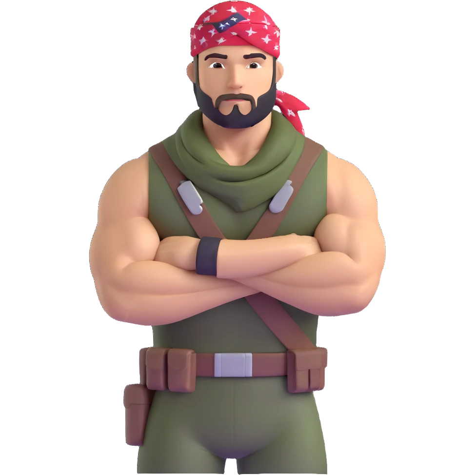 Carl Weathers as Dillon from Predator movie, muscular man in military gear with bandana emoji