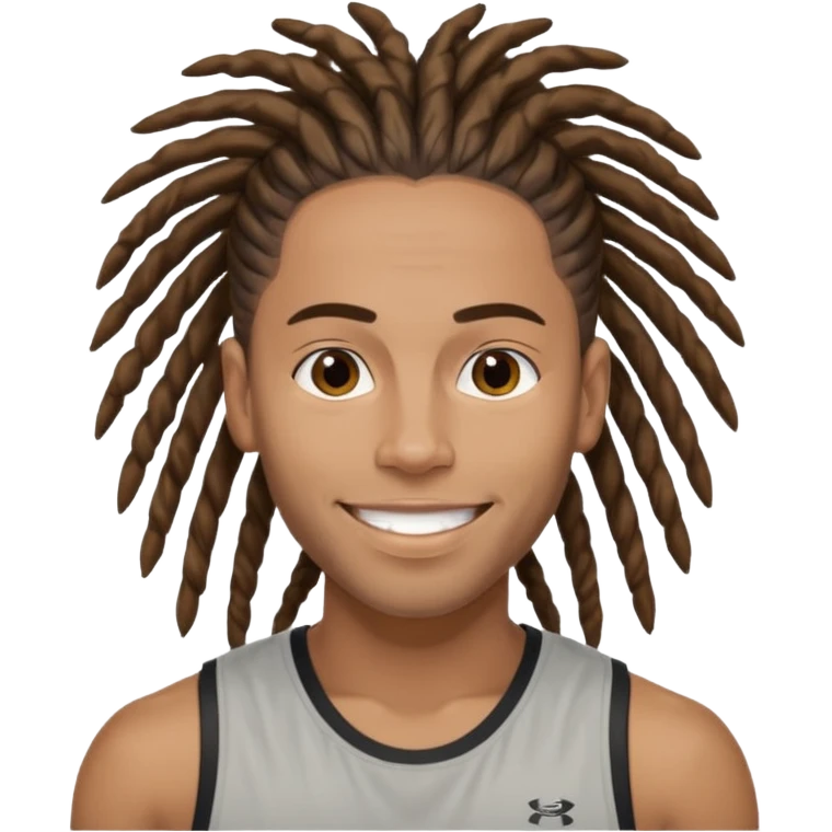 Create an emoji of rey. he has dreadlocks, african american, he's an athlete handsome with a million dollar smile. he's also a strength coach who values performance training emoji