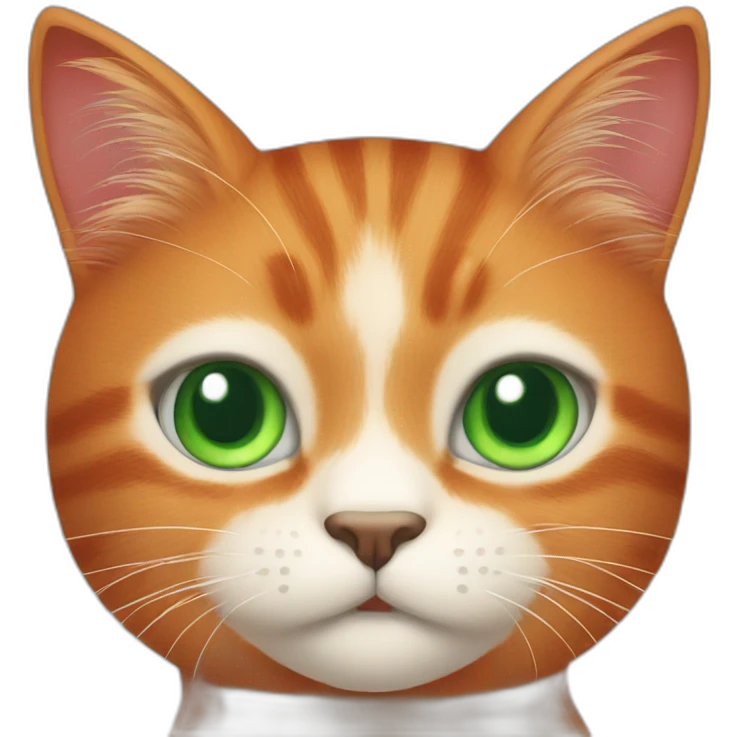 Cute red cat with green eyes and white spots on his face emoji