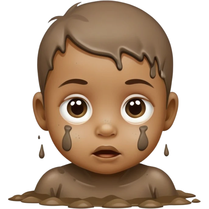 dirty baby with mud on face looking sneaky mischievous emoji
