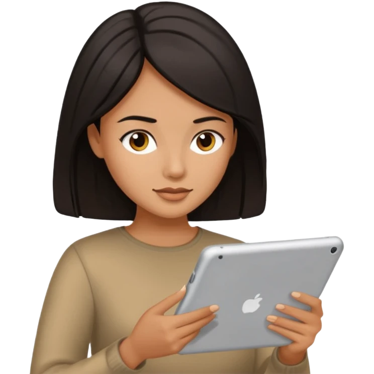 dark hair woman reading a tablet emoji