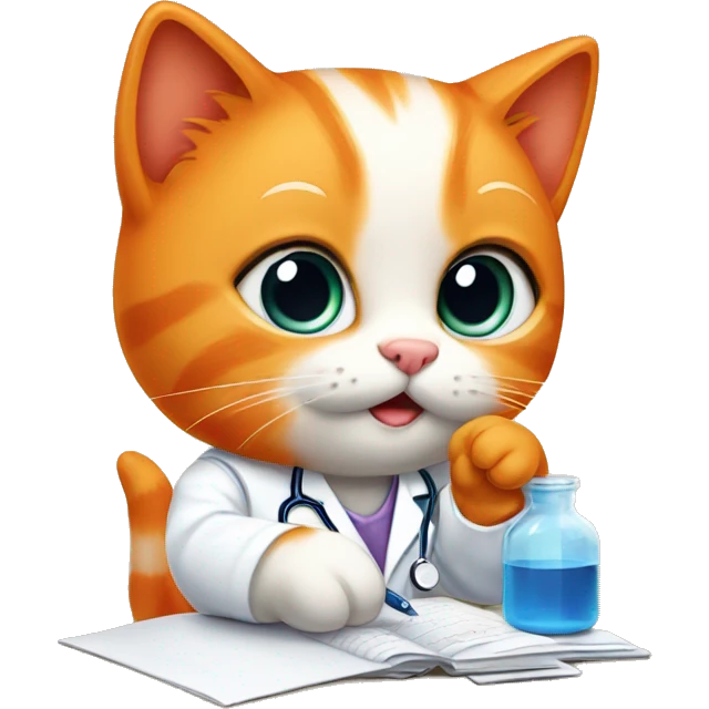 orange kitten studying medicine  emoji