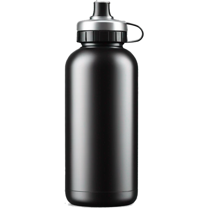 Waterbottle black with screw top silver lid emoji