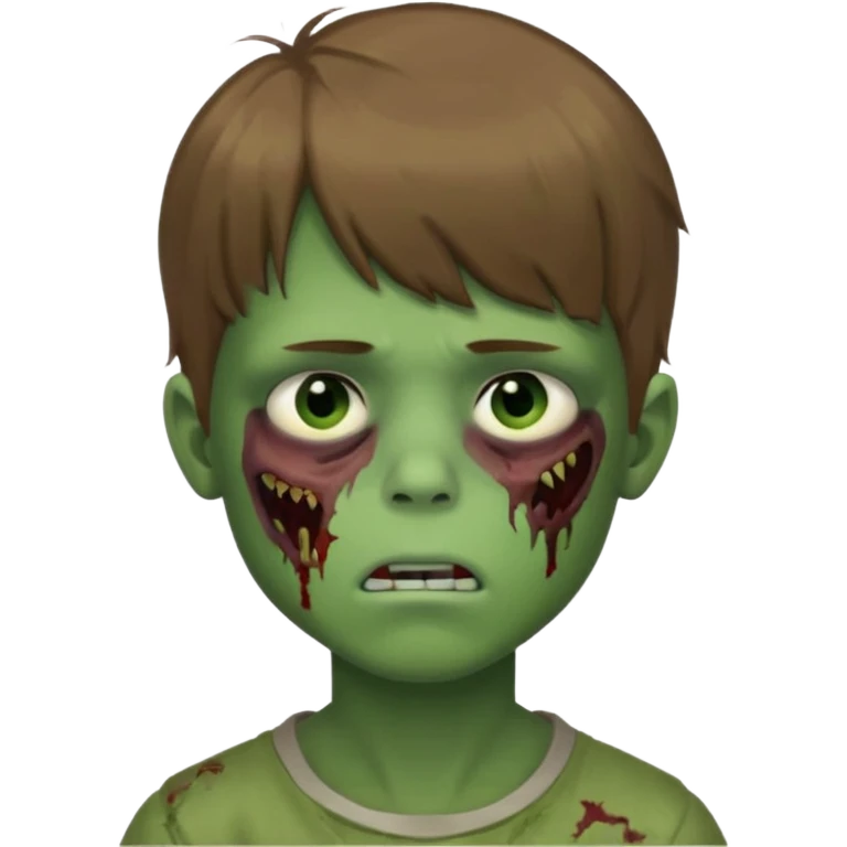 quero um emoji de um menino com pele de zumbi cabelo castanho claro e de franja olhos menores boca fechada pele verde  emoji