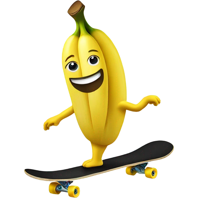 Banana doing a handstand on a skateboard emoji