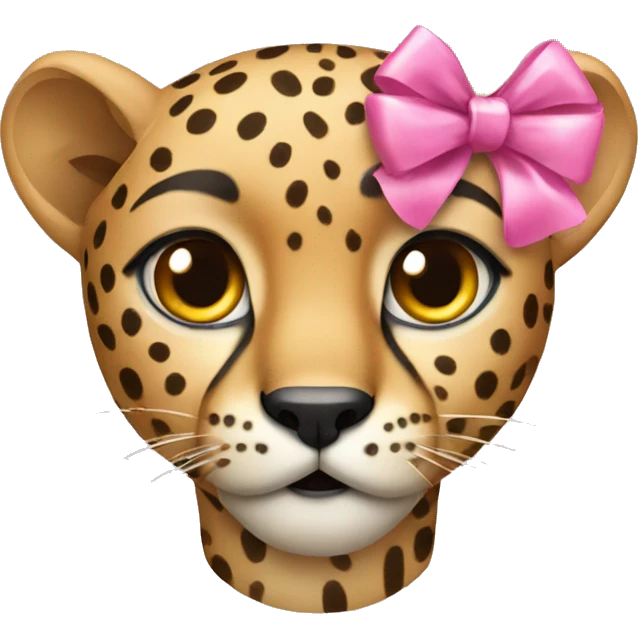 cheetah with pink bow on its head emoji