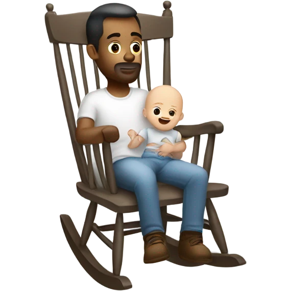 White man rocking white baby in grey rocker  emoji