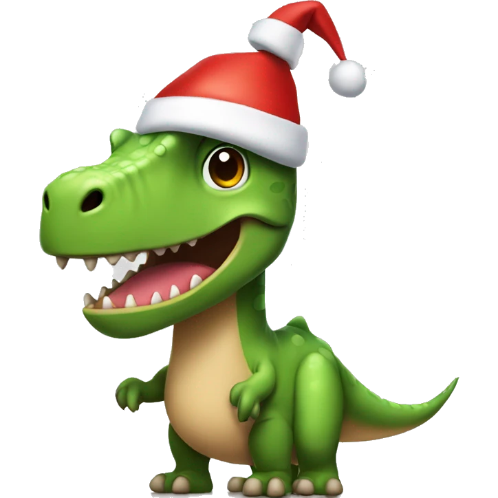 Dino with a Santa hat emoji