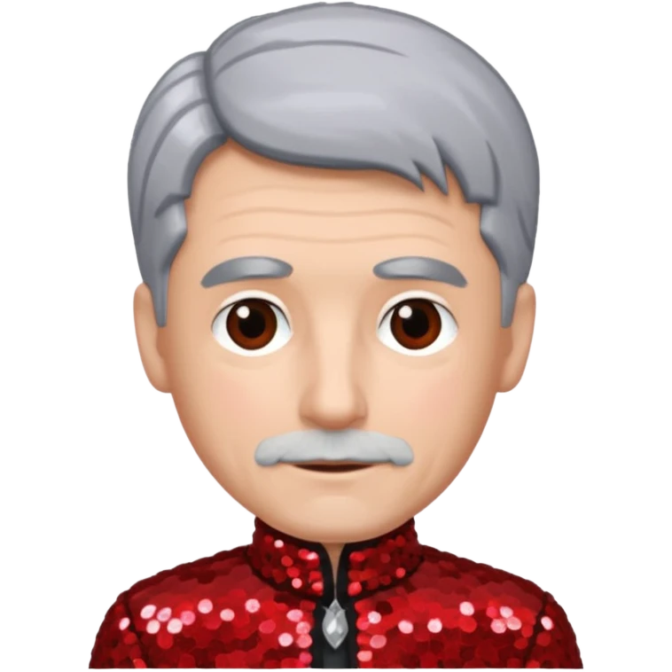 Johann Konrad Dippel with gray hair, red sequin outfit emoji