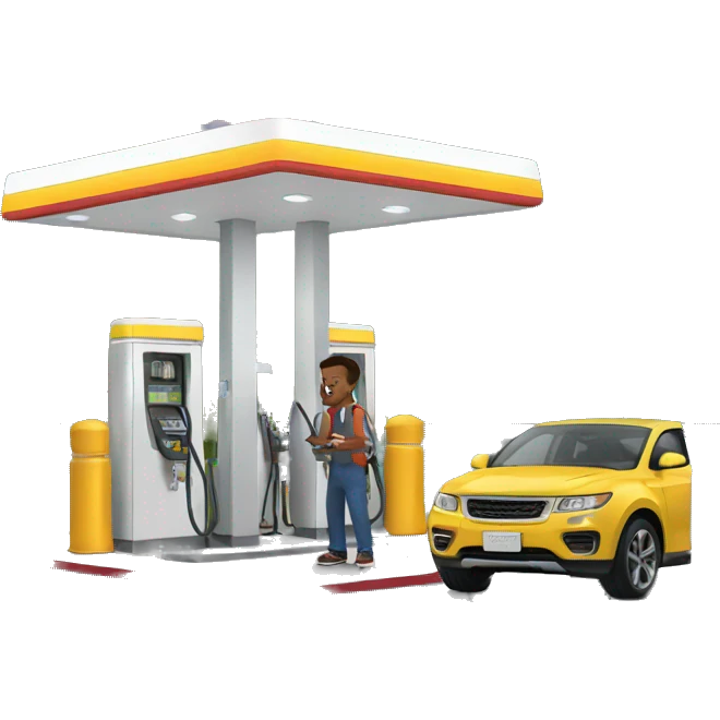 man is filling up car at gas station emoji