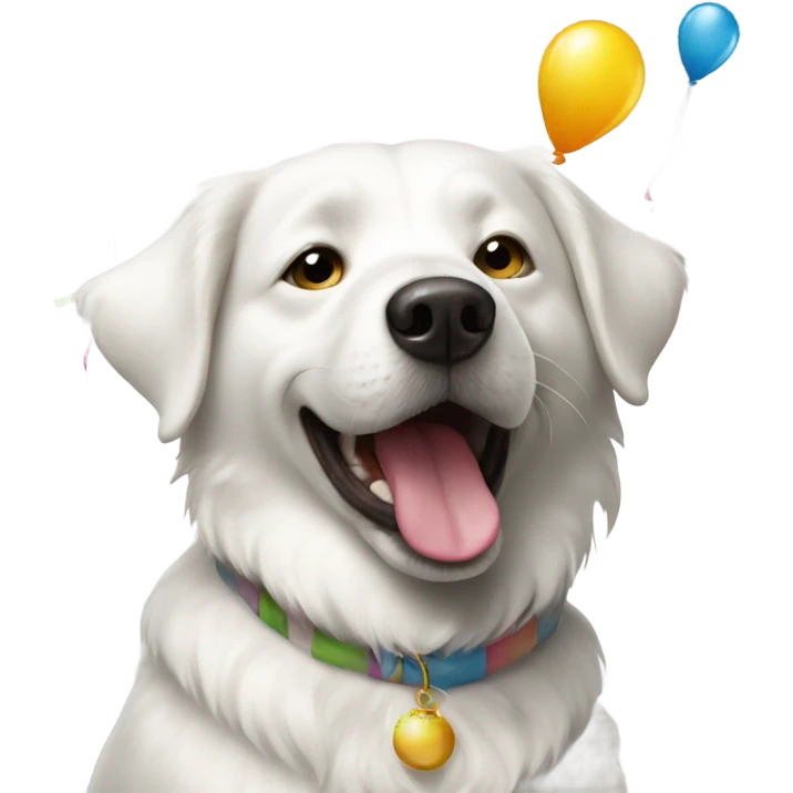 white dog throwing a party  emoji