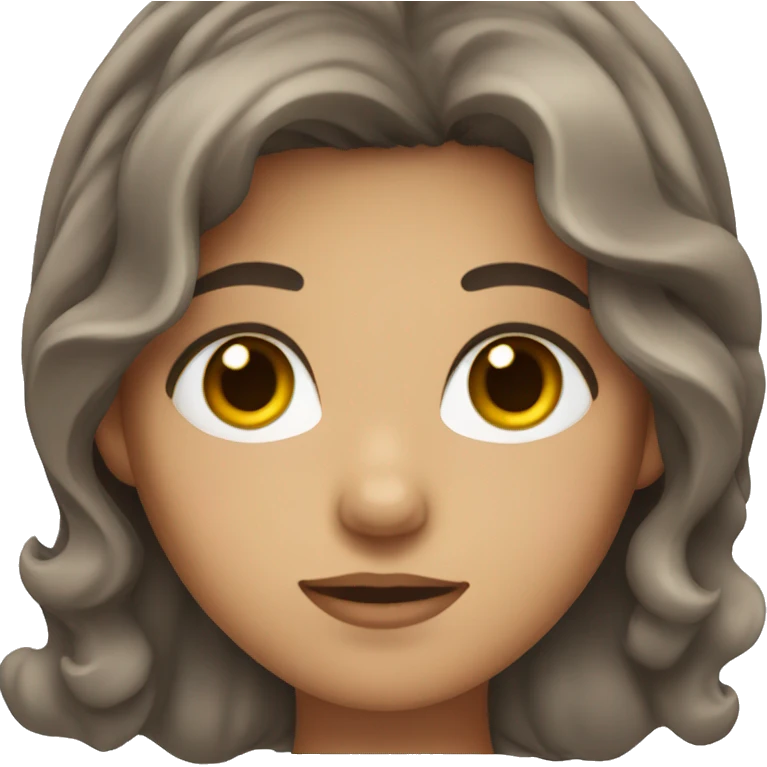 A girl with wavy dark brown hair and eyes emoji