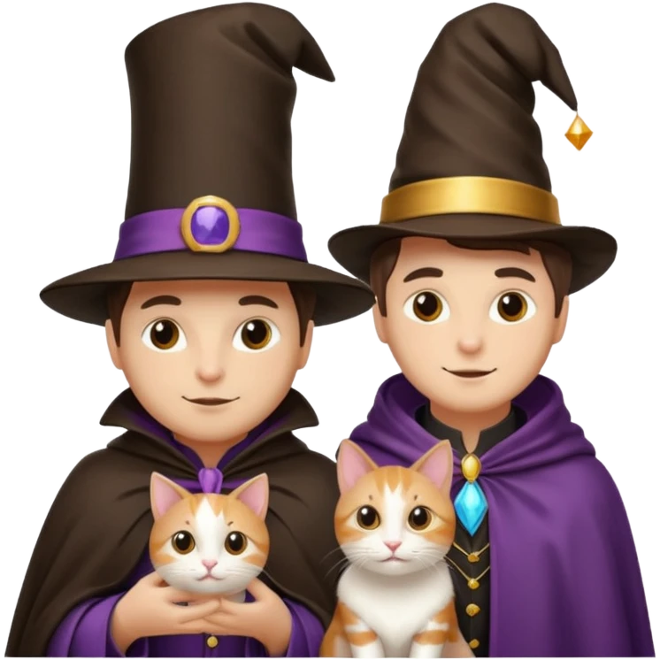 magician couple and their pet cat emoji