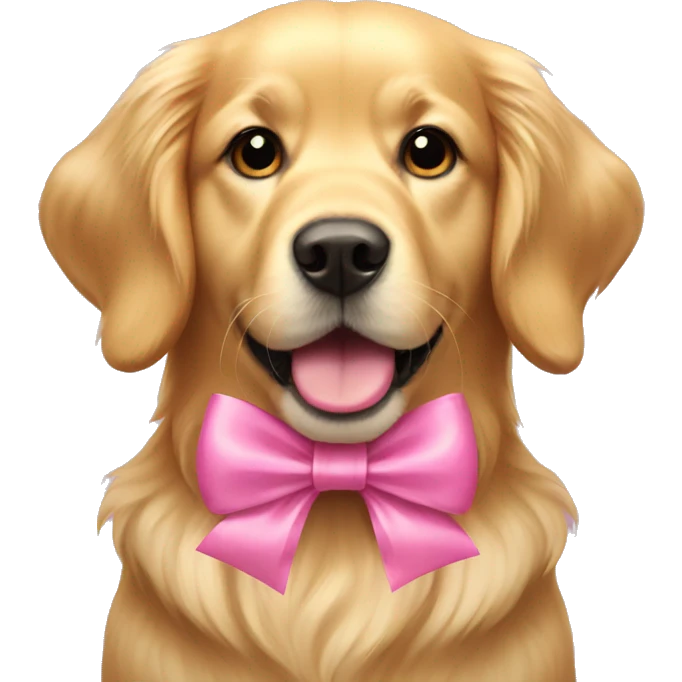 Golden retriever with pink bow emoji