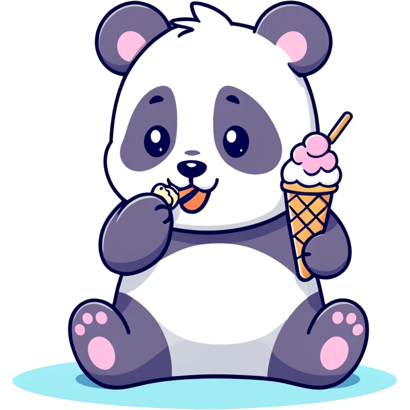 Panda eating ice cream emoji