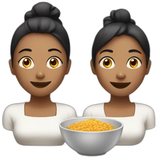 2 women and one bowl emoji