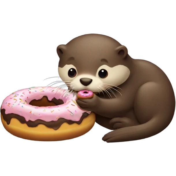 I see Otter eating a chocolate doughnut emoji