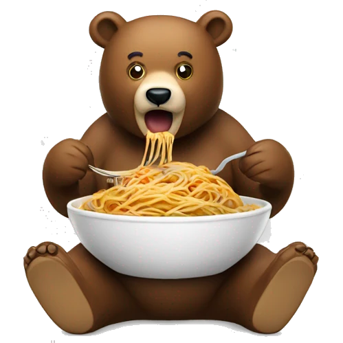 A bear eating spaghetti  emoji