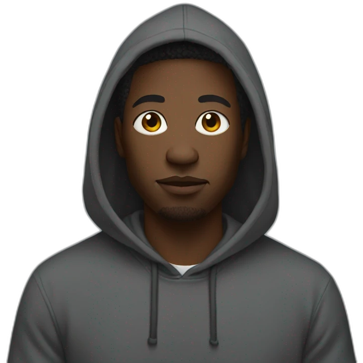 Black man with a hoodie that says piek on it emoji