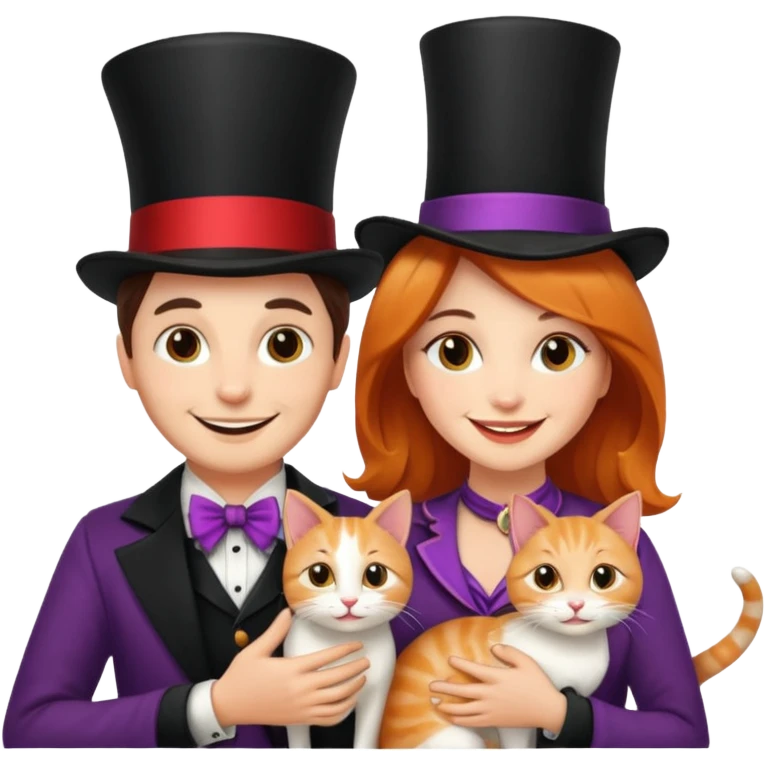 magician couple and their pet cat emoji